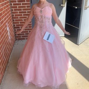 Light pink girls pageant dress